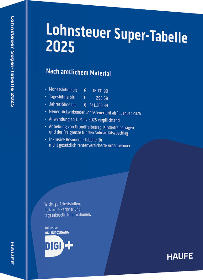 Lohnsteuer-Supertabelle 2026 inkl. Onlinezugang